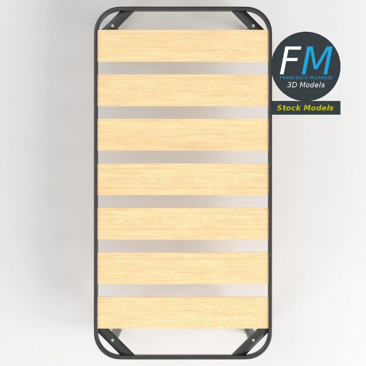 Twin size bed frame with large slats 3D model_6