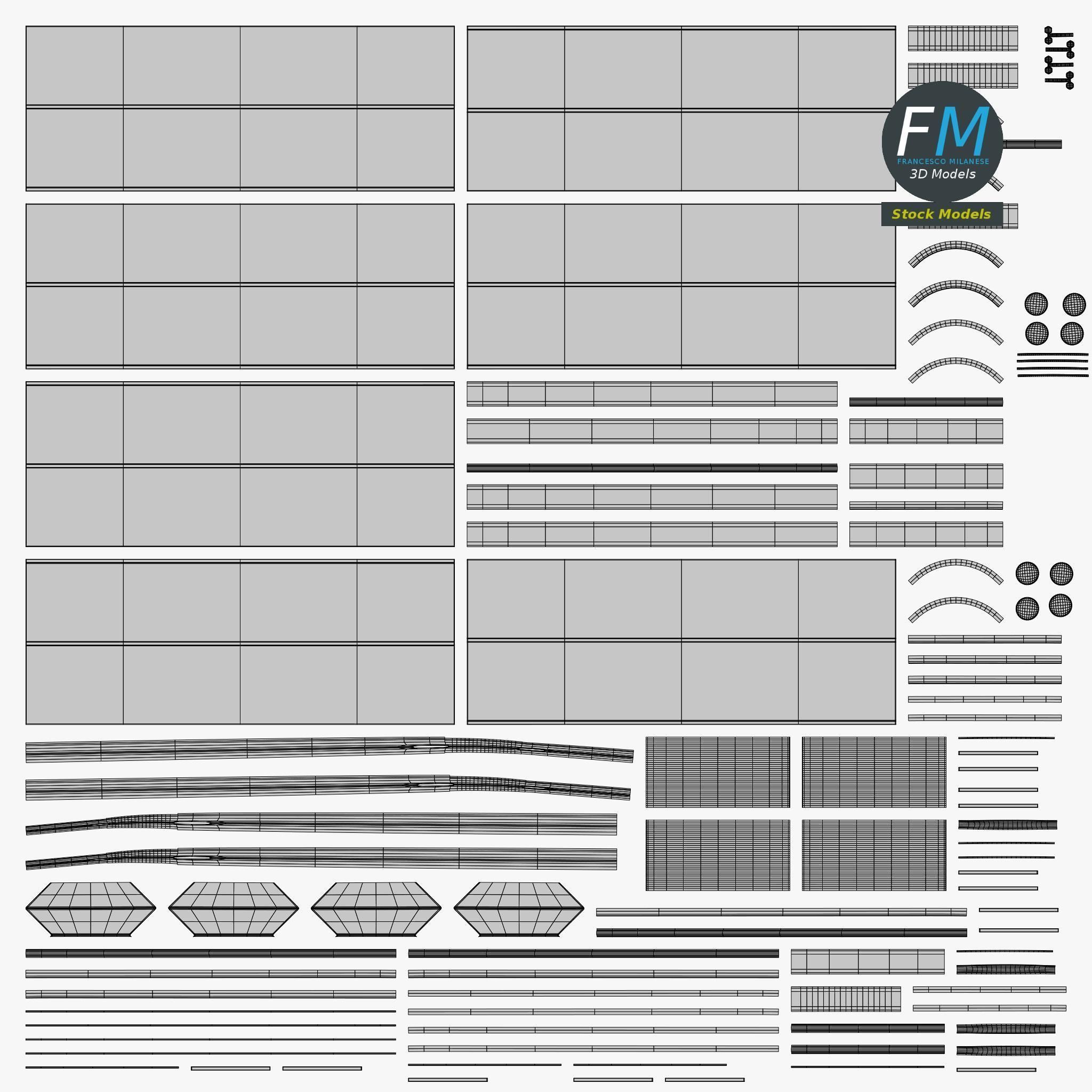 Twin size bed frame with large slats 3D model_11