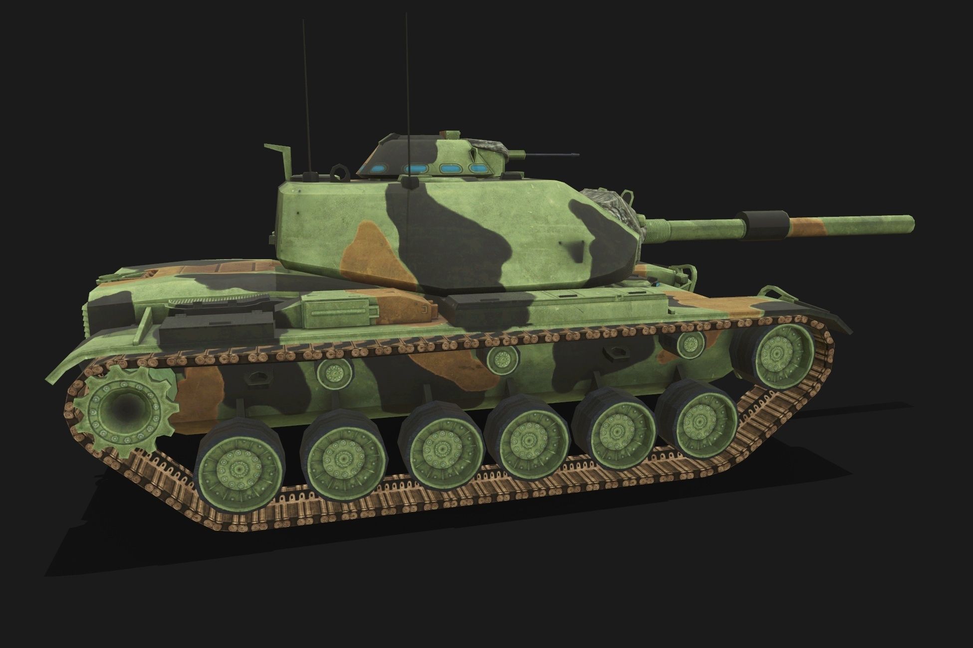 Tank M60 Patton Low-poly 3D model_5