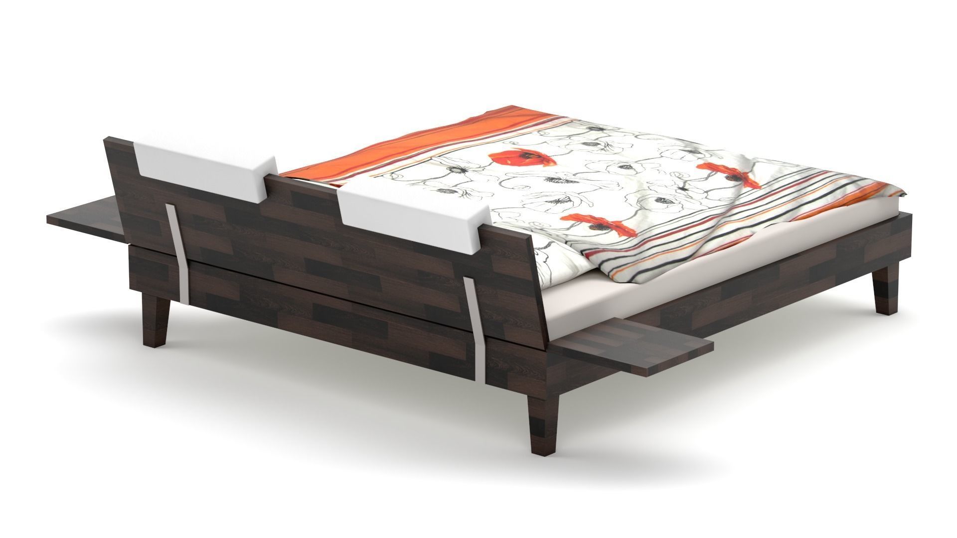 King size bed in real life 3D model_6