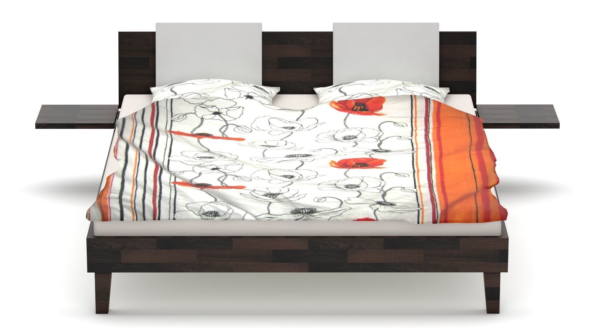 King size bed in real life 3D model_2