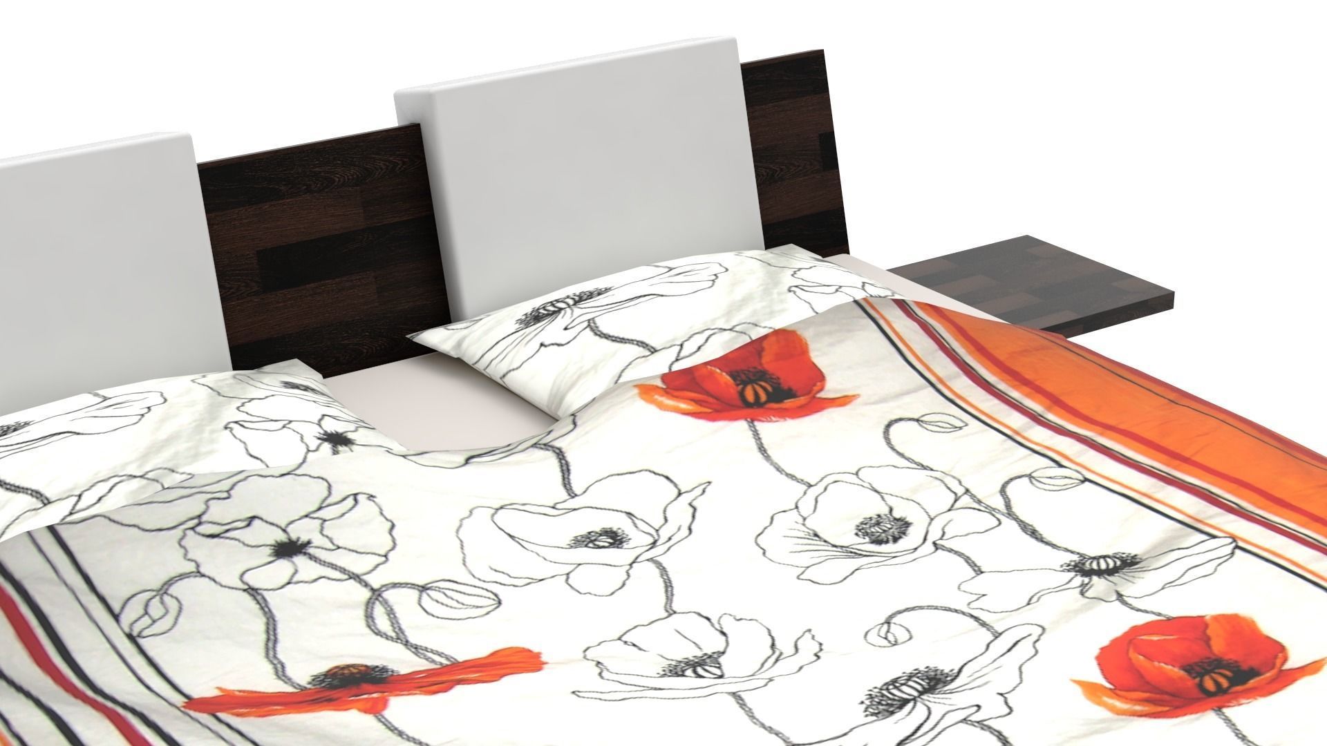 King size bed in real life 3D model_4