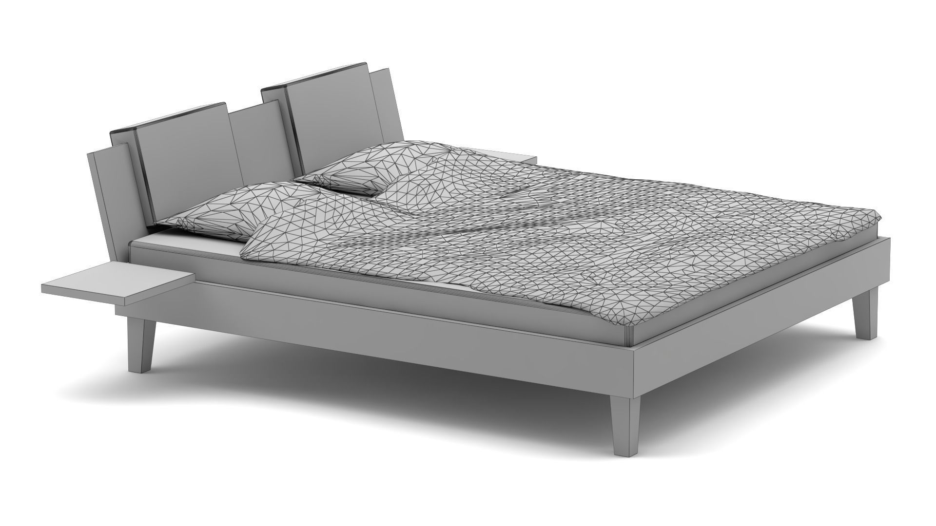 King size bed in real life 3D model_8