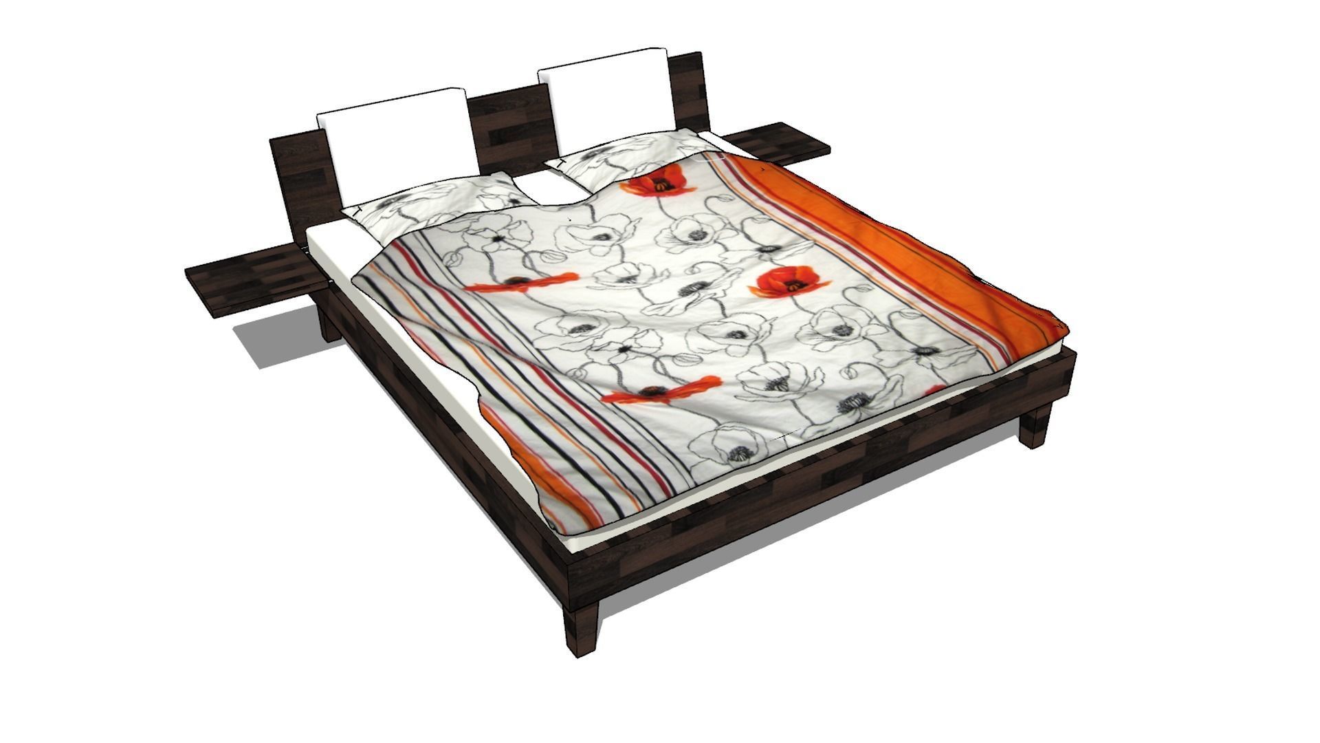 King size bed in real life 3D model_7