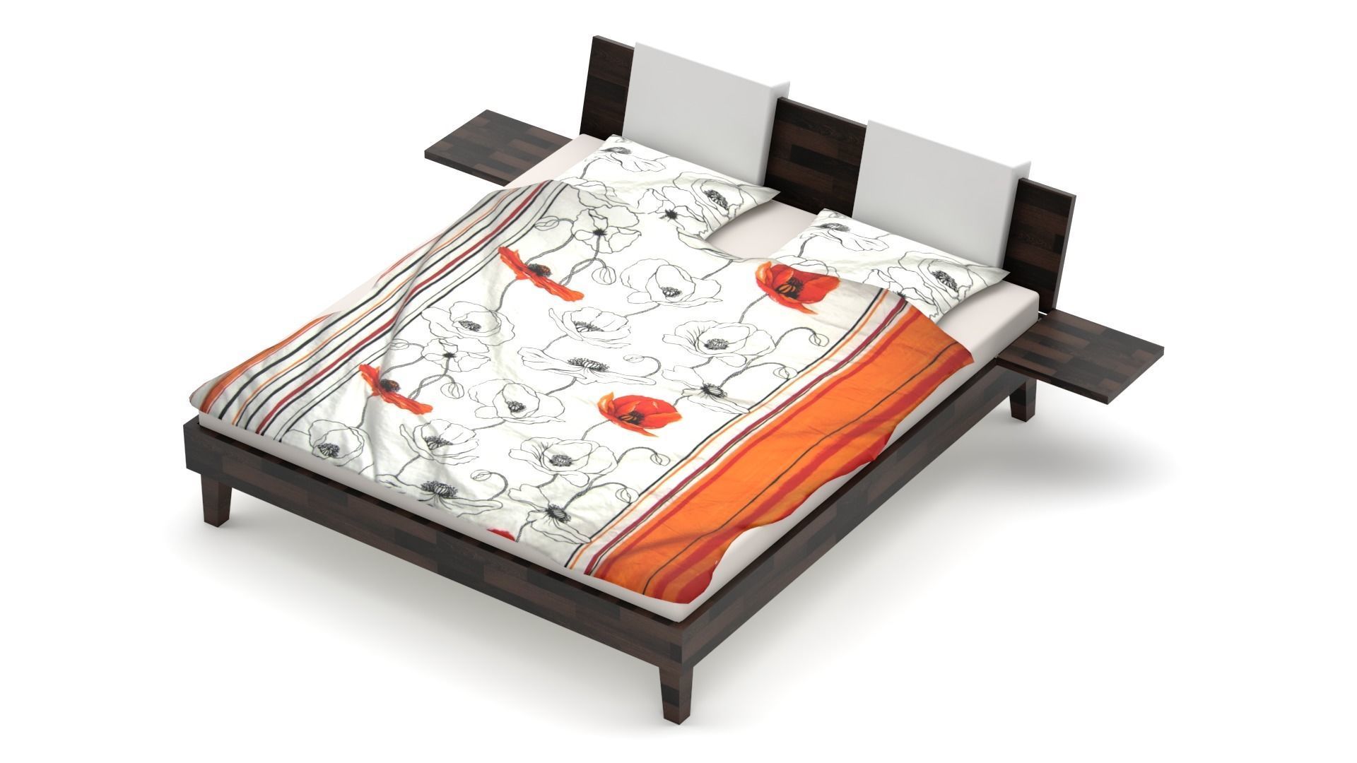 King size bed in real life 3D model_3