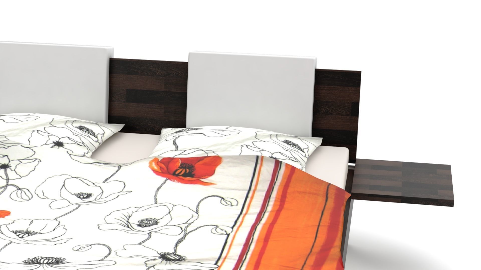 King size bed in real life 3D model_5