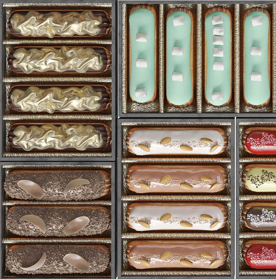 Set of eclairs 3D model_3