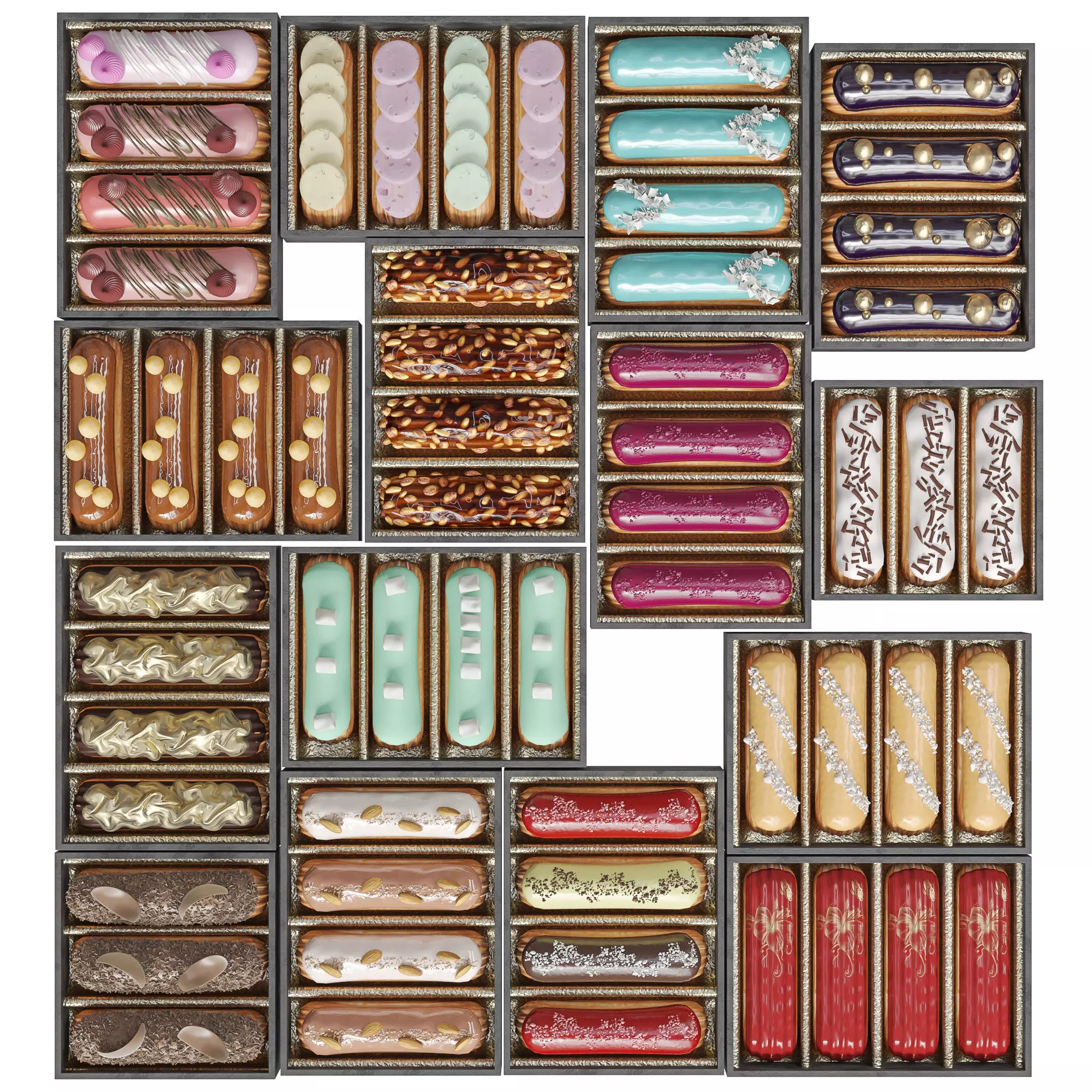 Set of eclairs 3D model_0
