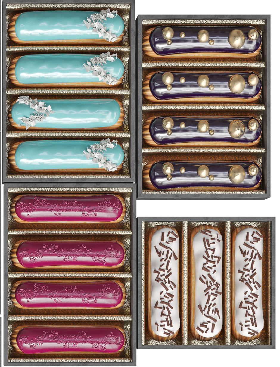 Set of eclairs 3D model_4