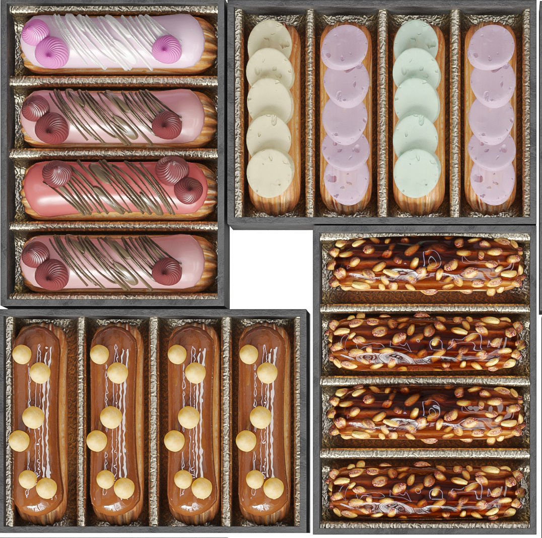Set of eclairs 3D model_2