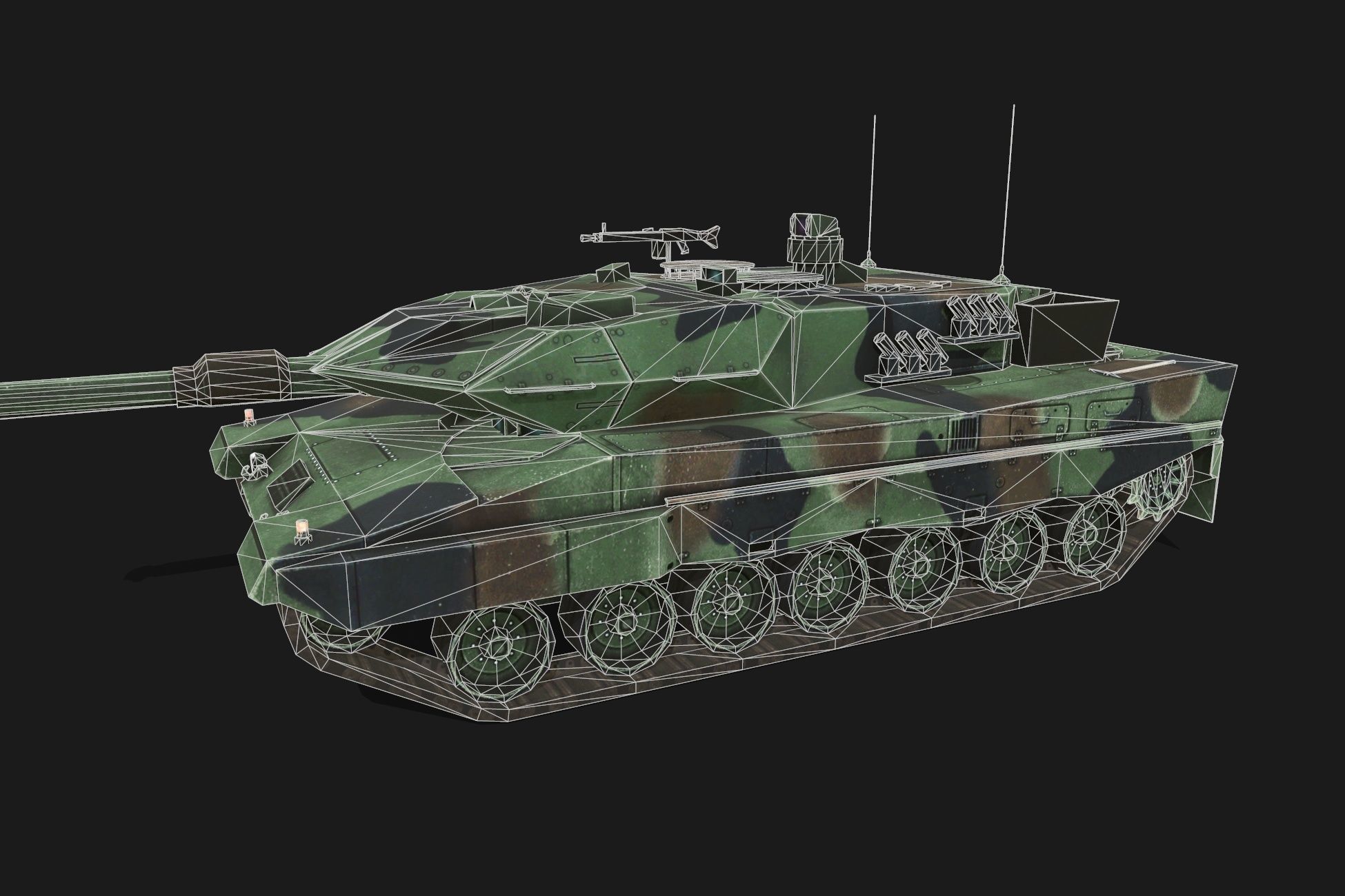 Tank Leopard 2A5 Low-poly 3D model_3