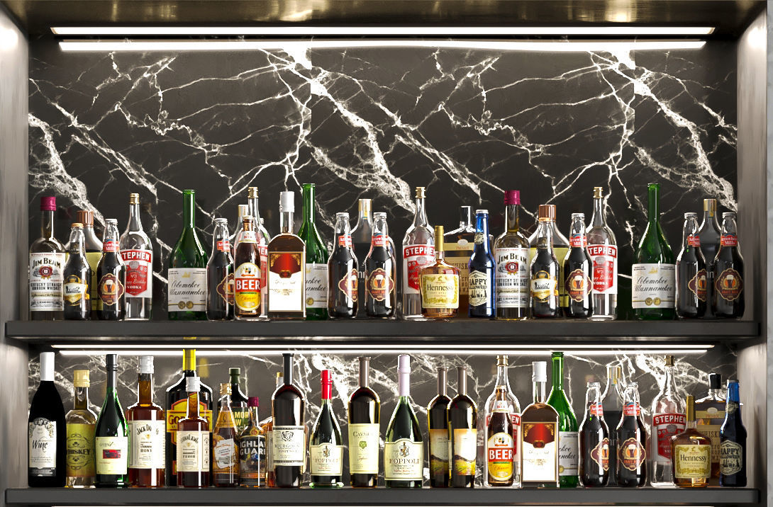 Large cabinet with alcohol 3D model_2