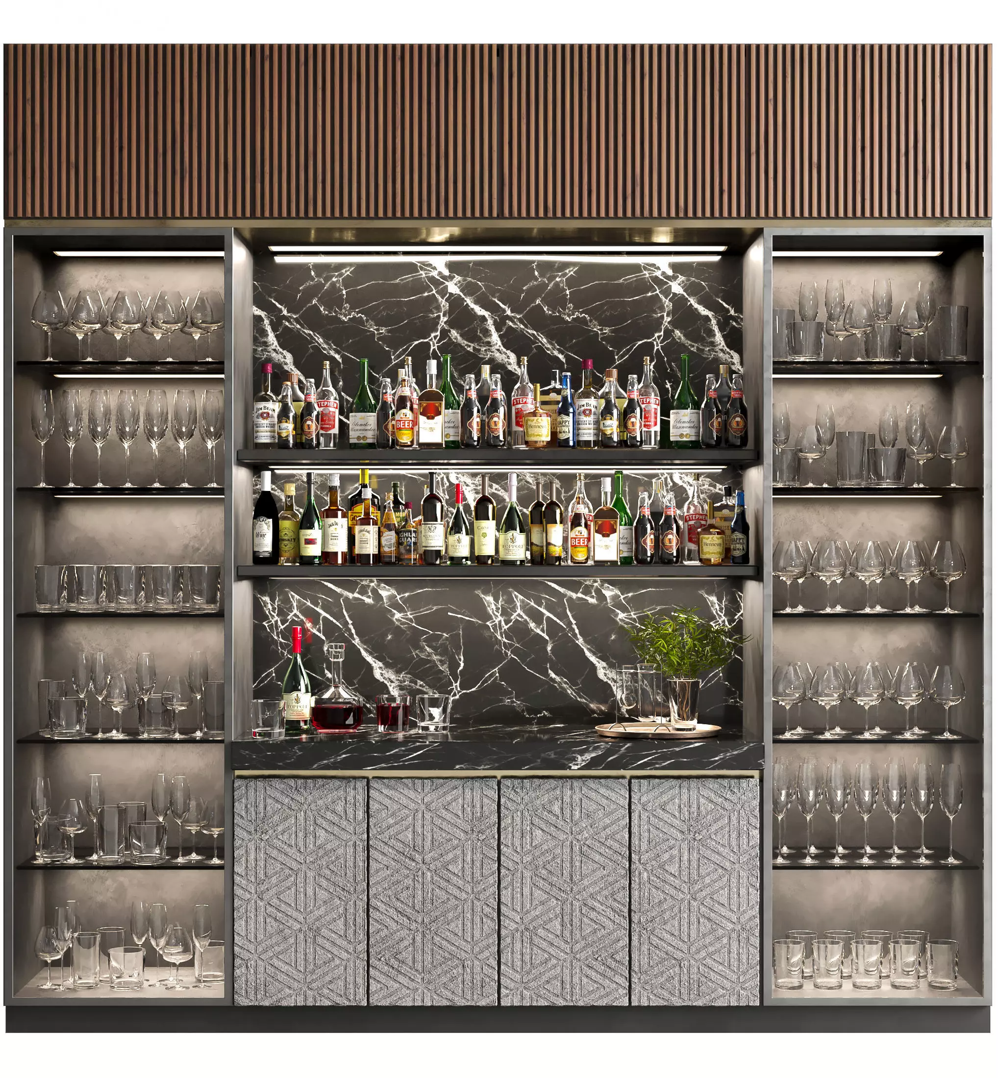 Large cabinet with alcohol 3D model_0