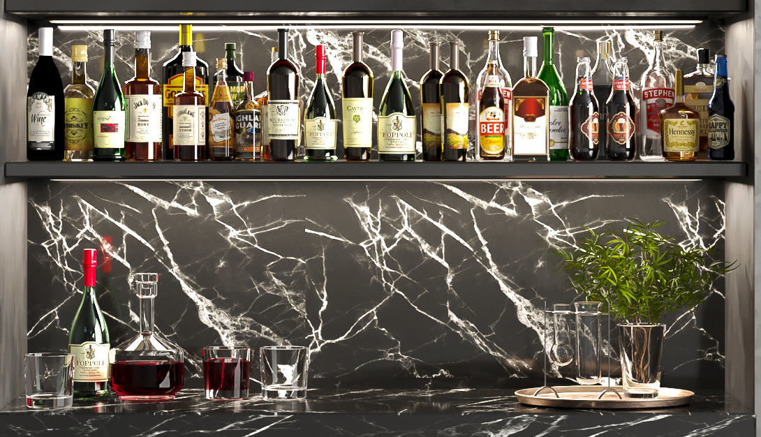 Large cabinet with alcohol 3D model_3