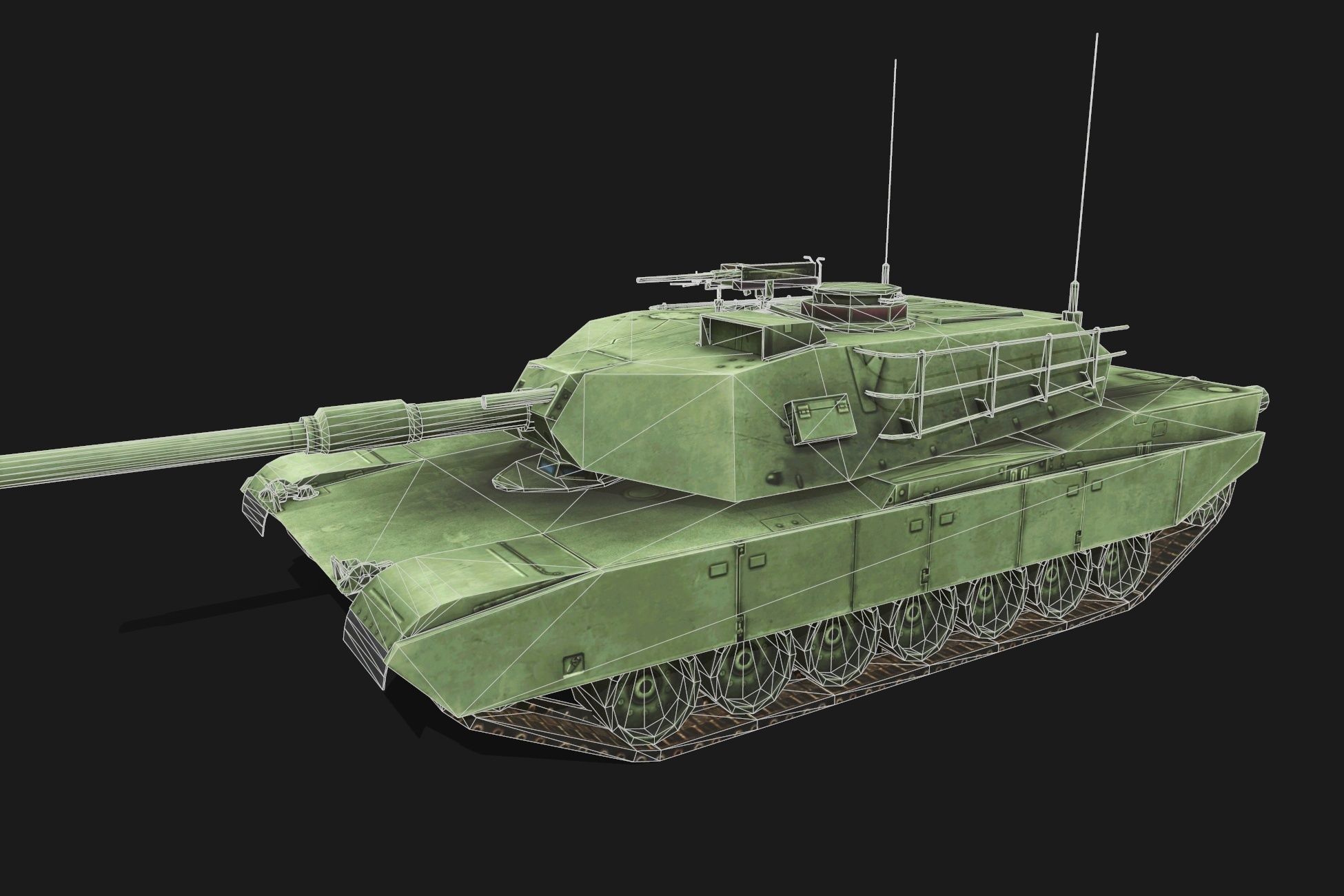Tank M1 Abrams Low-poly 3D model_3