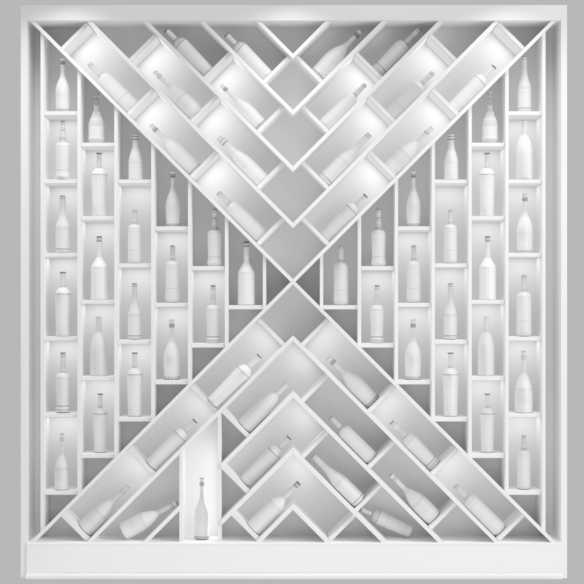 Large wine rack or display case 3D model_1