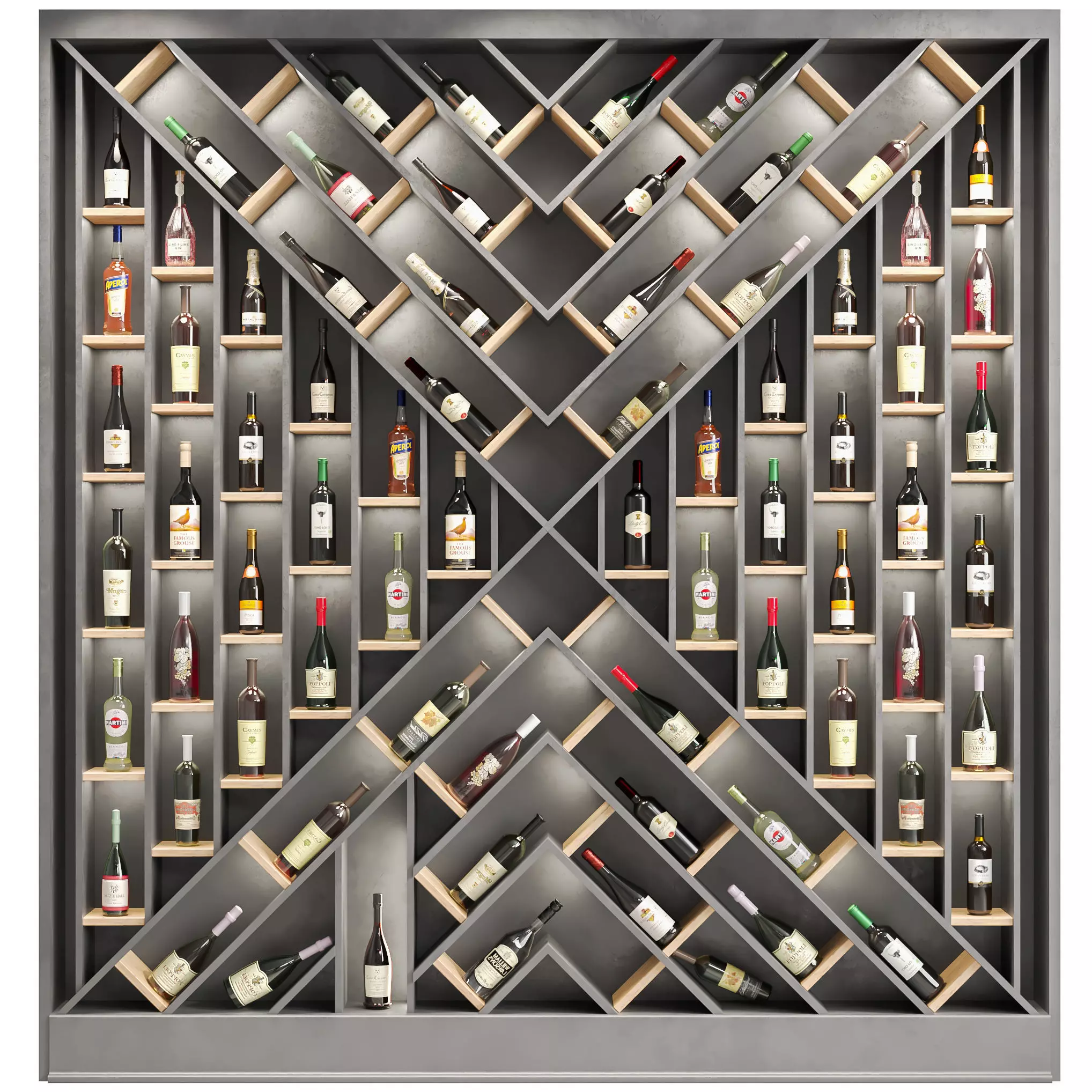 Large wine rack or display case 3D model_0