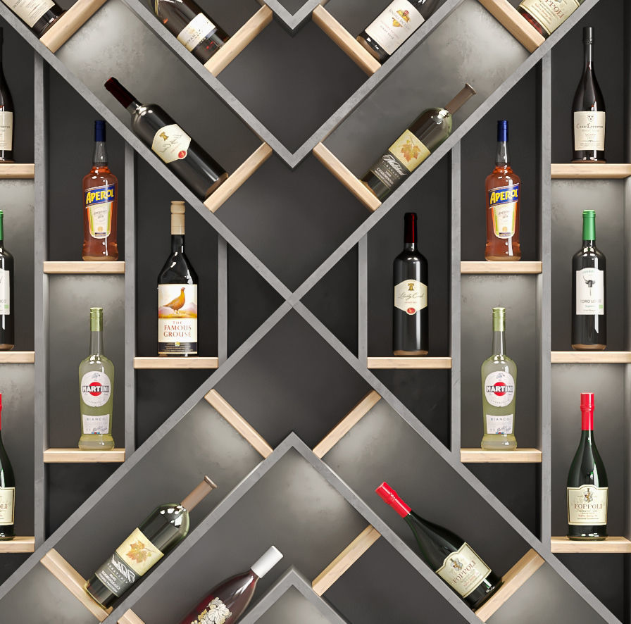 Large wine rack or display case 3D model_2