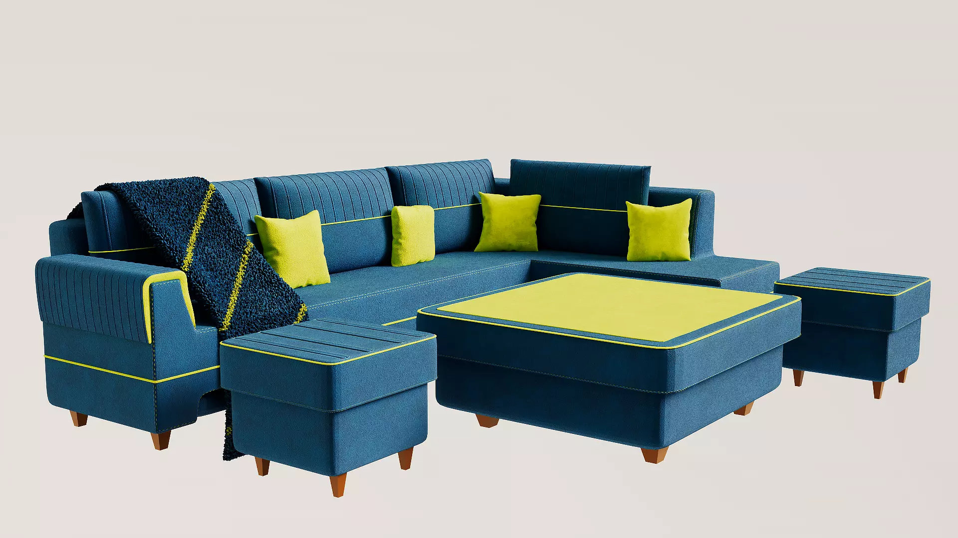 Sofa consists of a frame springs padding 3D model_0