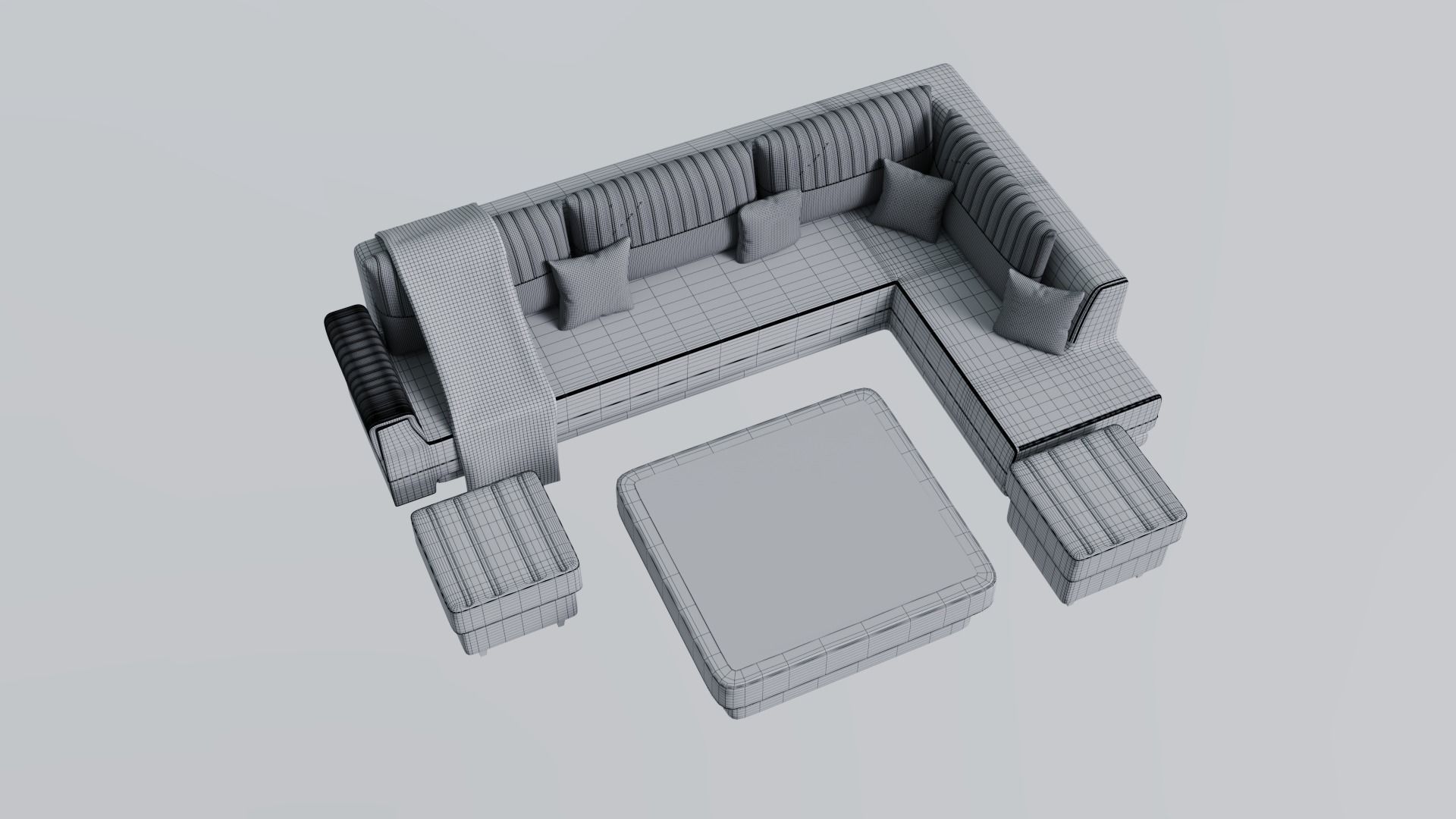 Sofa consists of a frame springs padding 3D model_5