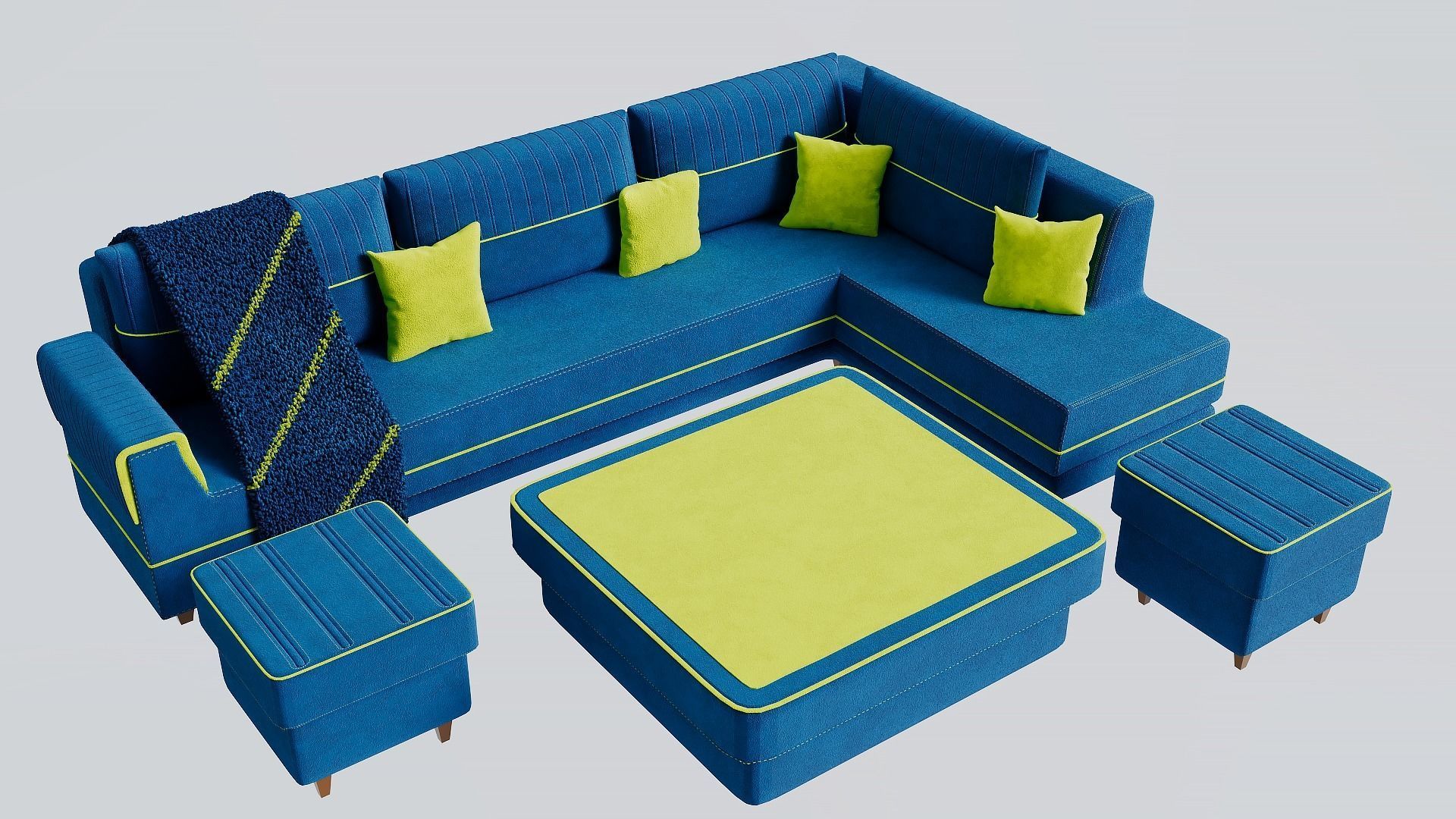Sofa consists of a frame springs padding 3D model_1