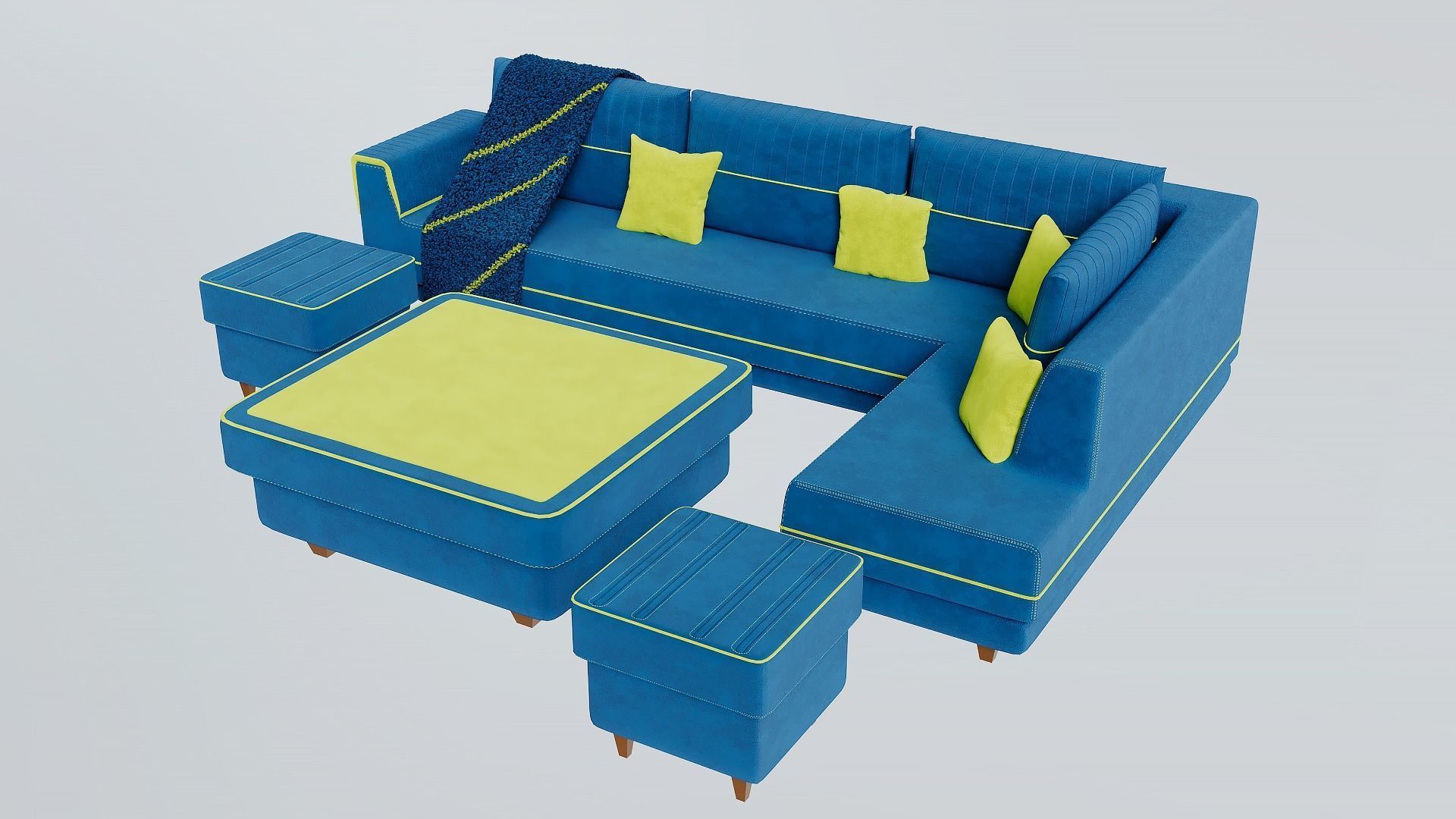 Sofa consists of a frame springs padding 3D model_3