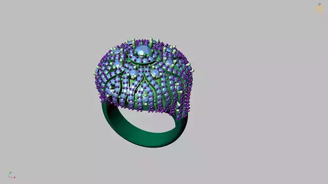 Gold Ring For Women- Multi Stone Jewelry 3D print model