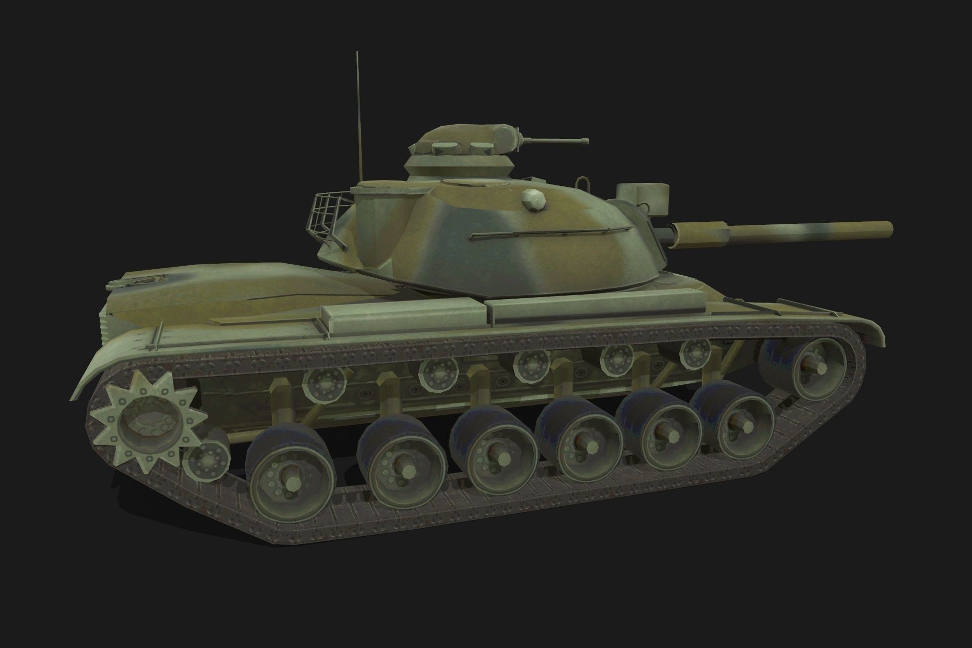 Tank M48 Patton Low-poly 3D model_5