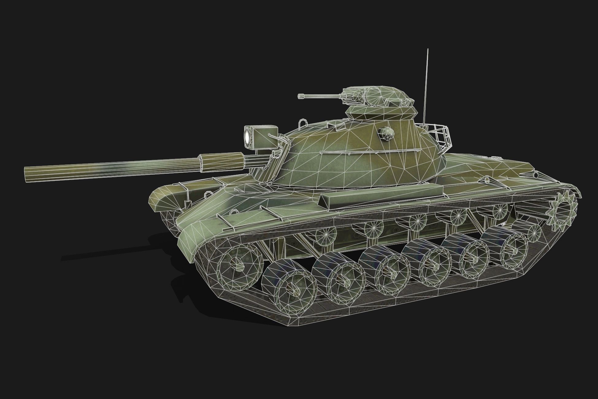 Tank M48 Patton Low-poly 3D model_2