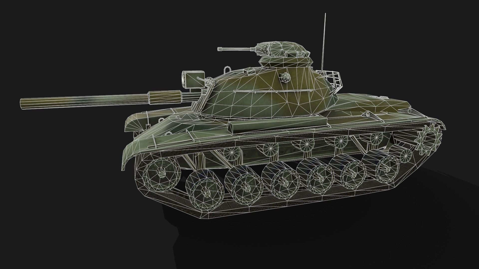 Tank M48 Patton Low-poly 3D model_3