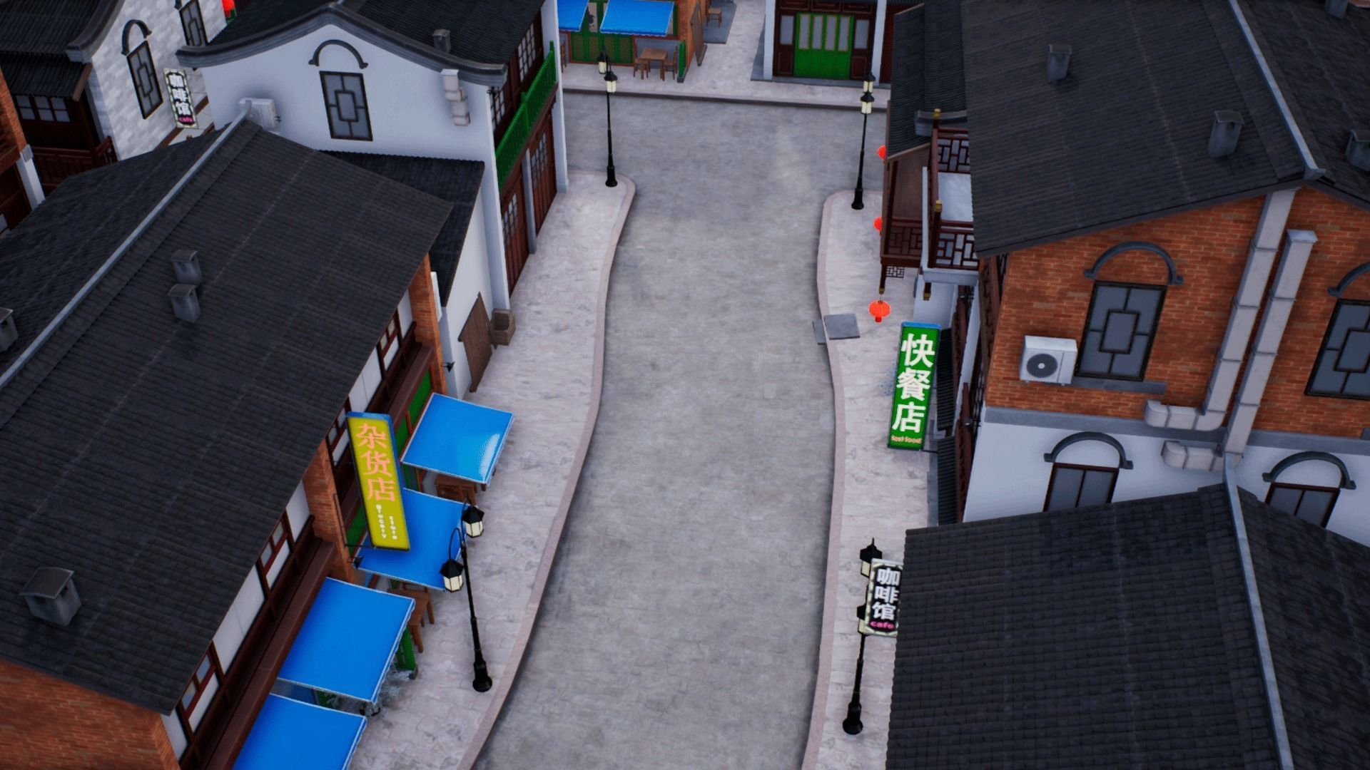 Chinese street - modular city Low-poly 3D model_17