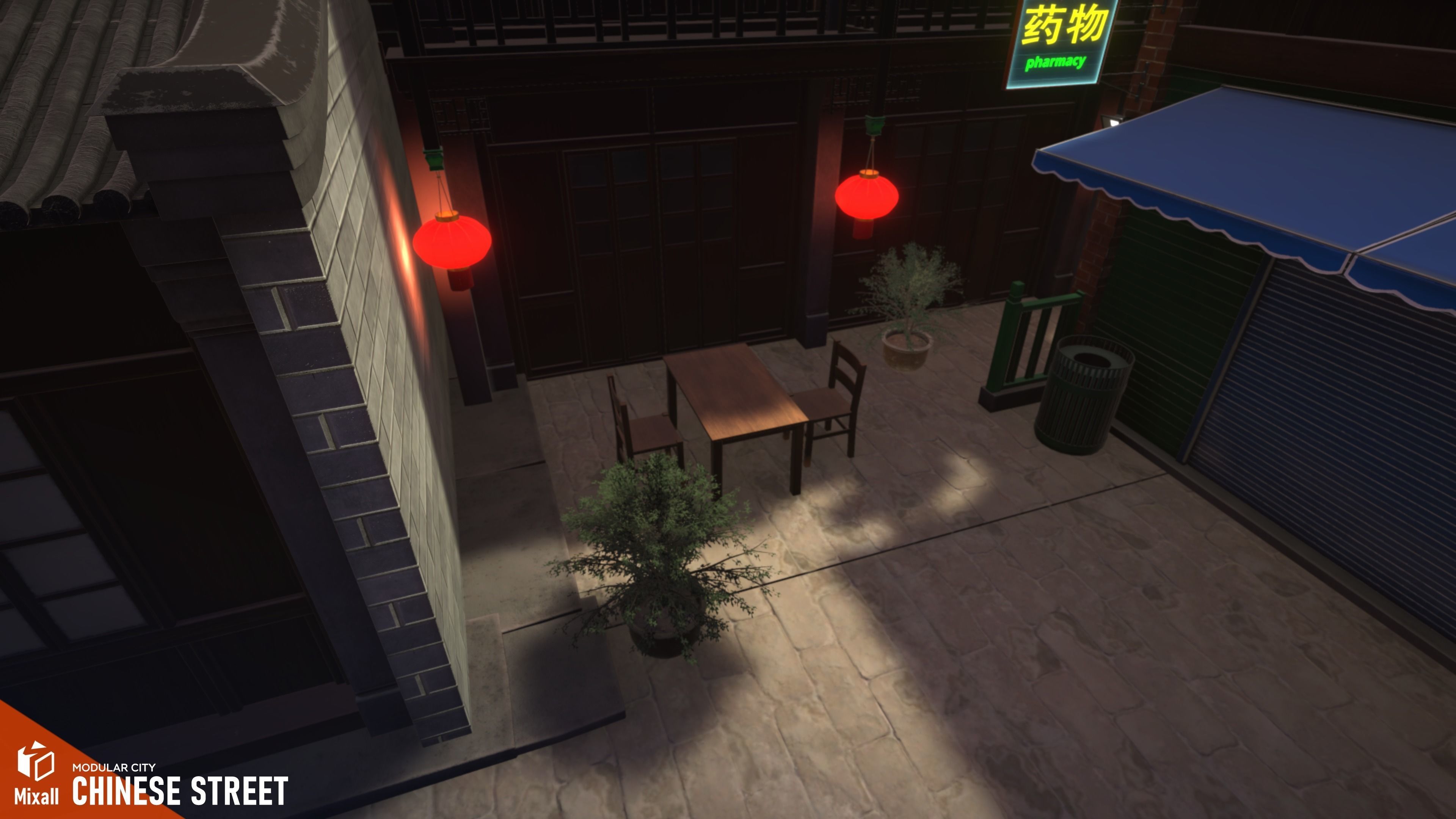 Chinese street - modular city Low-poly 3D model_26