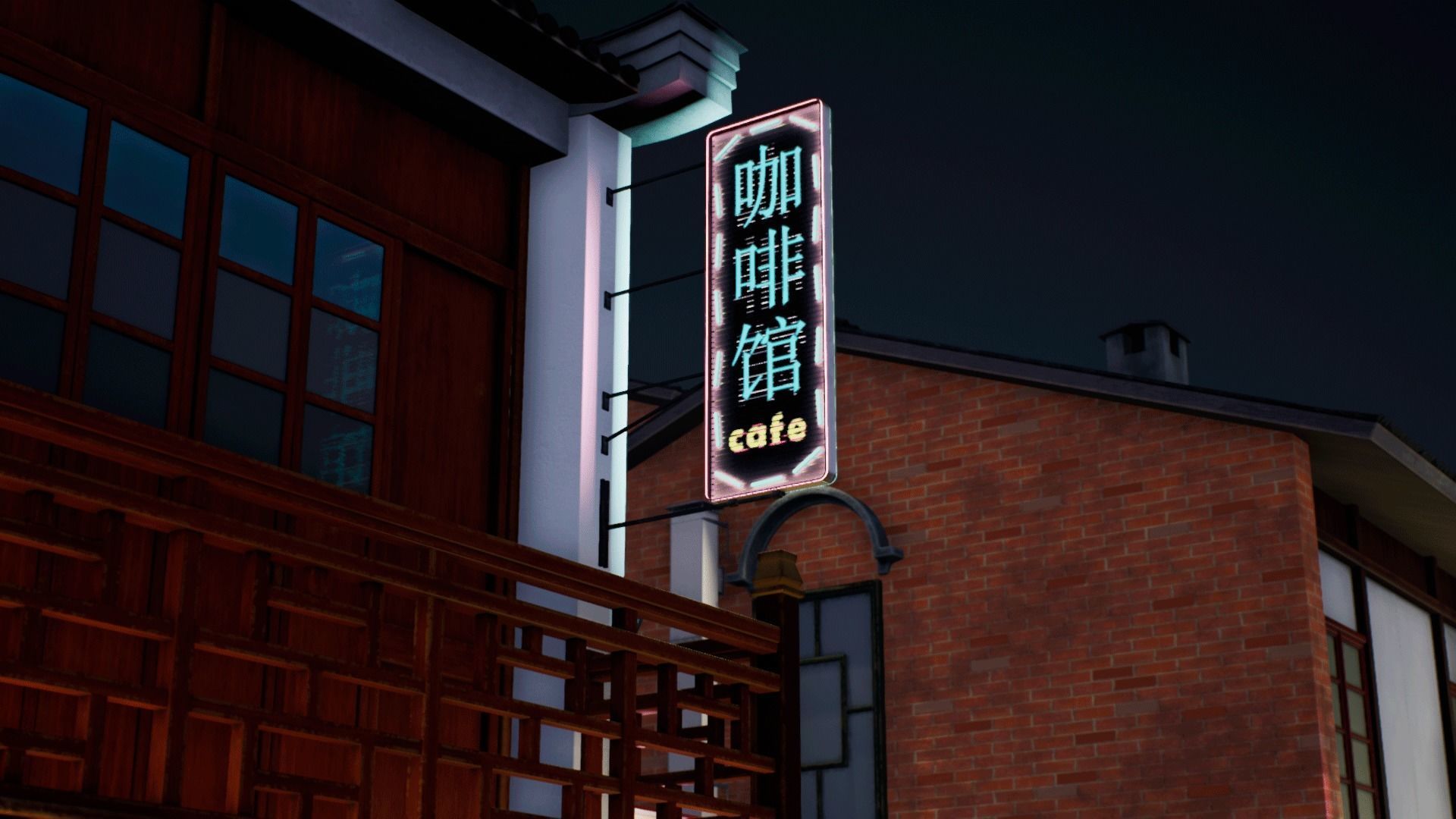 Chinese street - modular city Low-poly 3D model_21