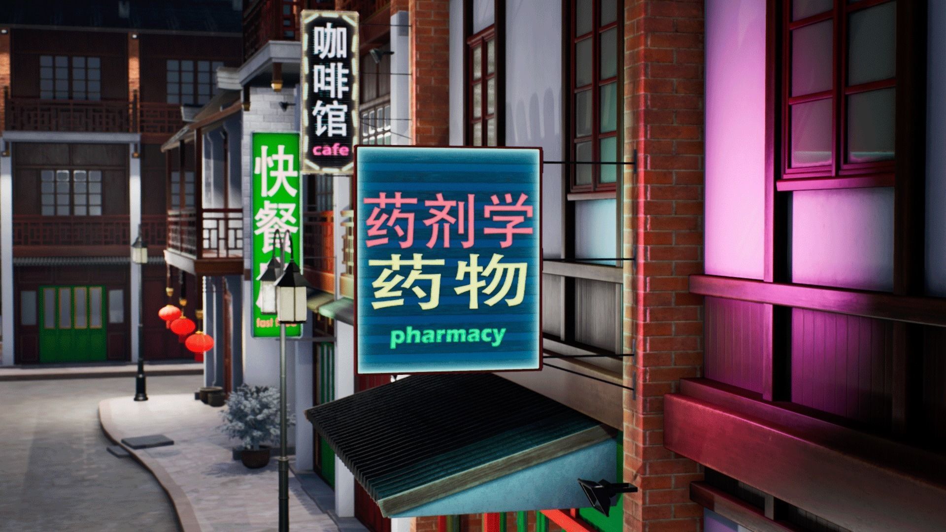 Chinese street - modular city Low-poly 3D model_28