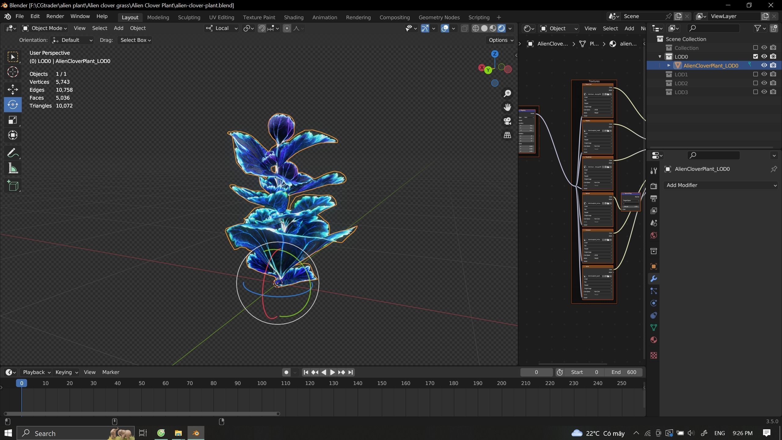 Alien Clover Plant Low-poly 3D model_9