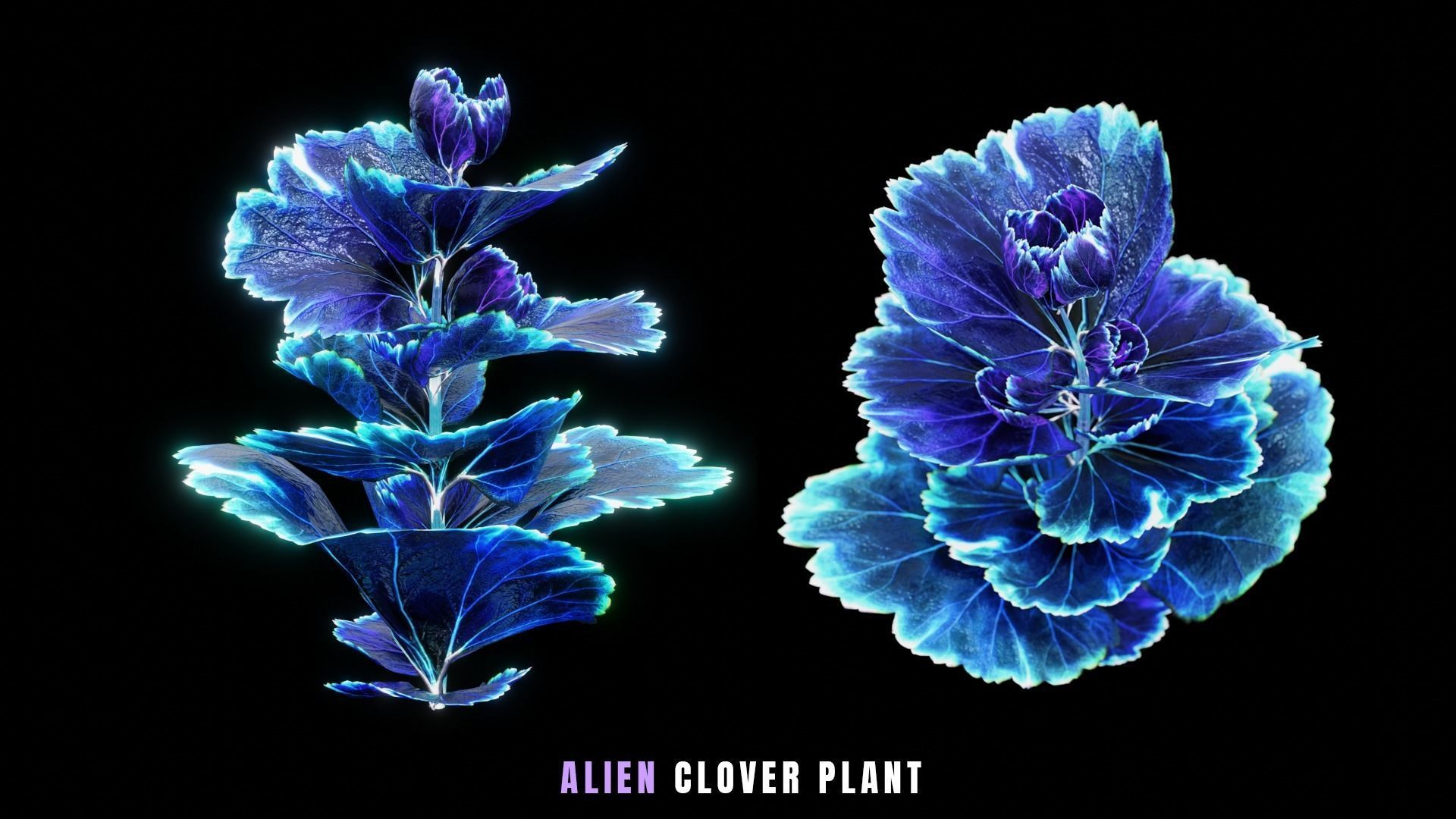 Alien Clover Plant Low-poly 3D model_2
