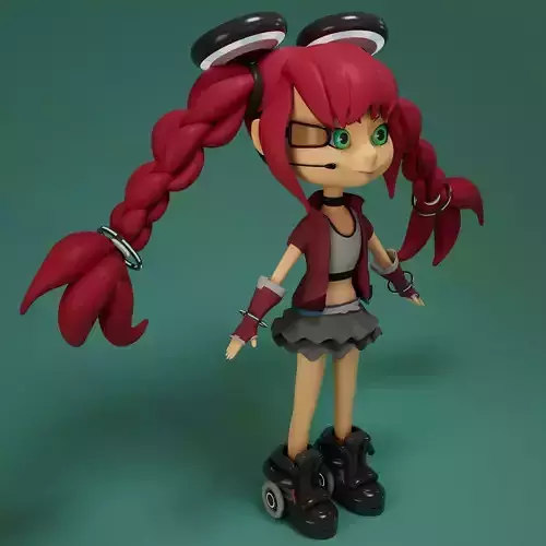 Cartoon Woman 3d model splatoon style 