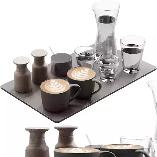 134 eat and drinks decor set 04 coffee and water 04 3D model