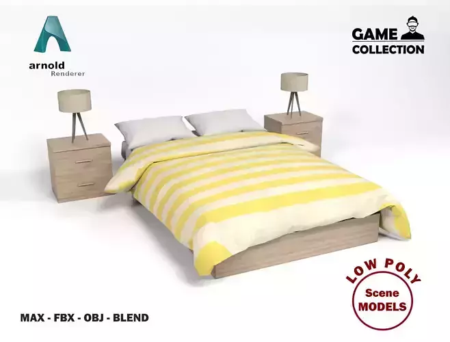 Bedroom Furniture Low-poly 3D model