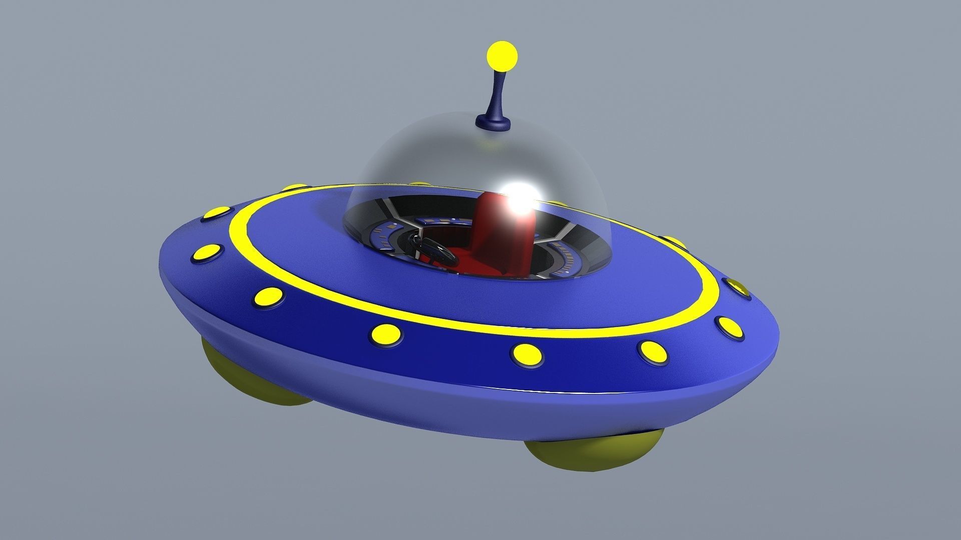 Cartoon saucers ships flying machines round UFO cockpits 3D model_2