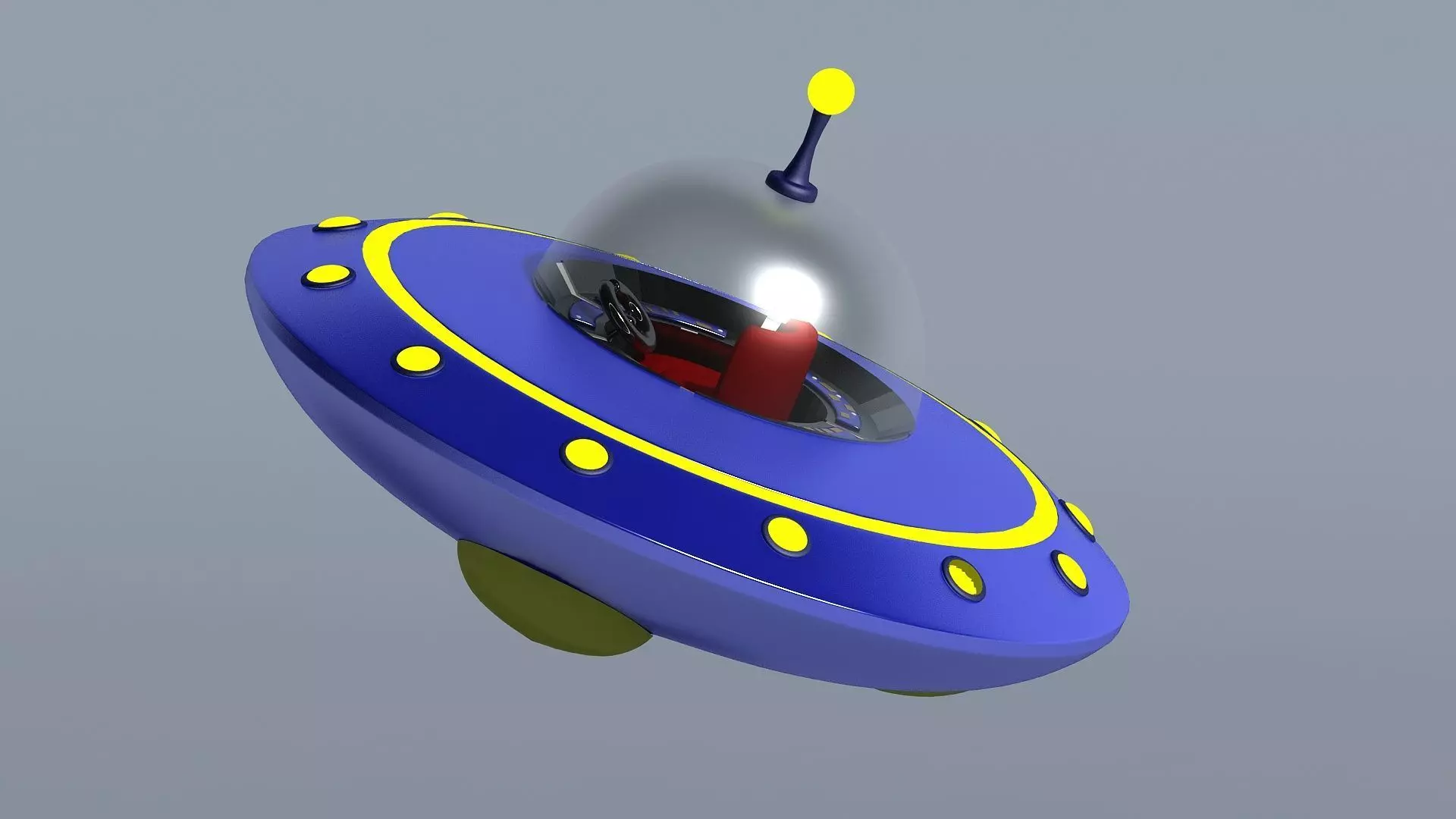 Cartoon saucers ships flying machines round UFO cockpits 3D model_0