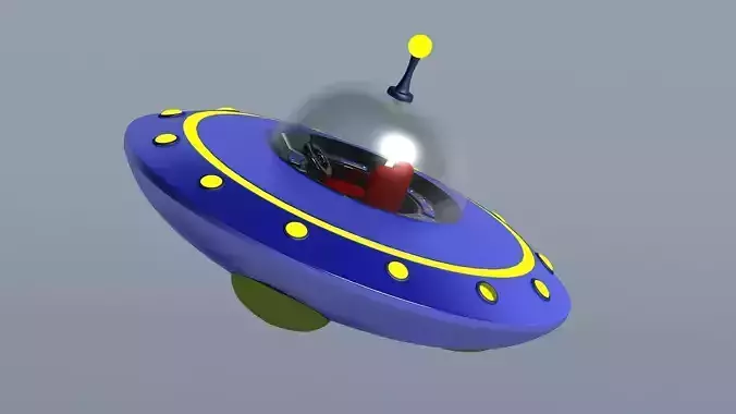 Cartoon saucers ships flying machines round UFO cockpits 3D model