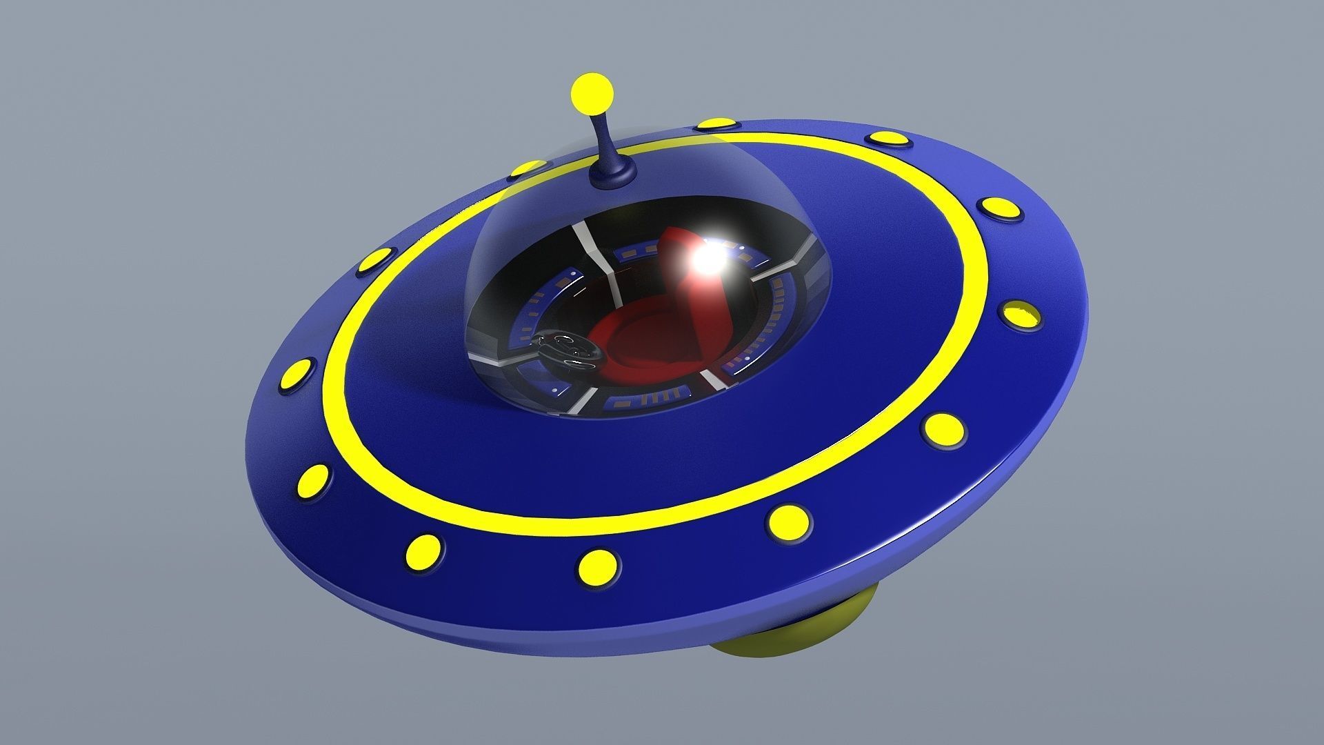 Cartoon saucers ships flying machines round UFO cockpits 3D model_1