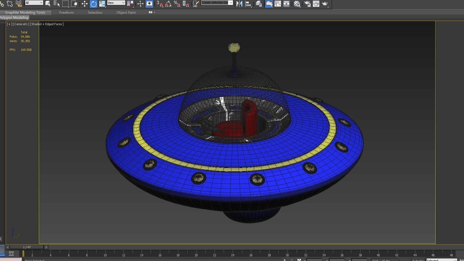 Cartoon saucers ships flying machines round UFO cockpits 3D model_5