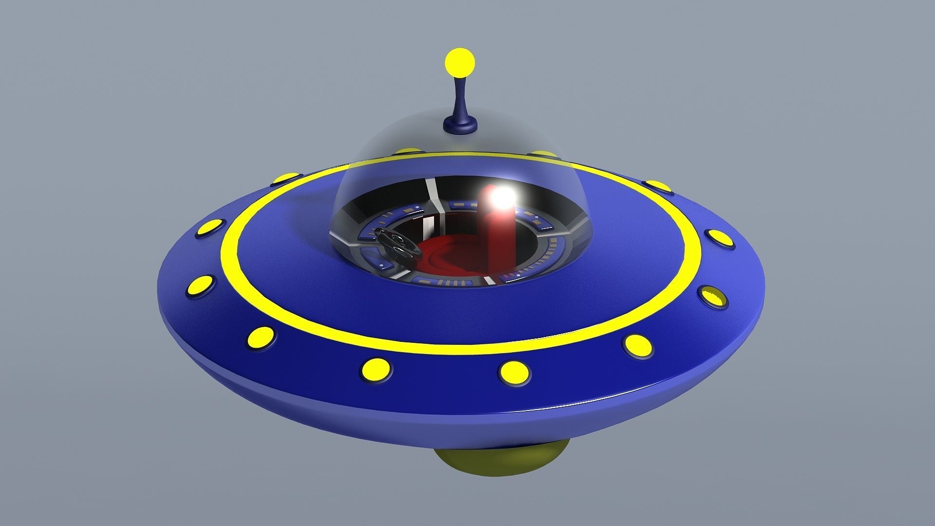 Cartoon saucers ships flying machines round UFO cockpits 3D model_4