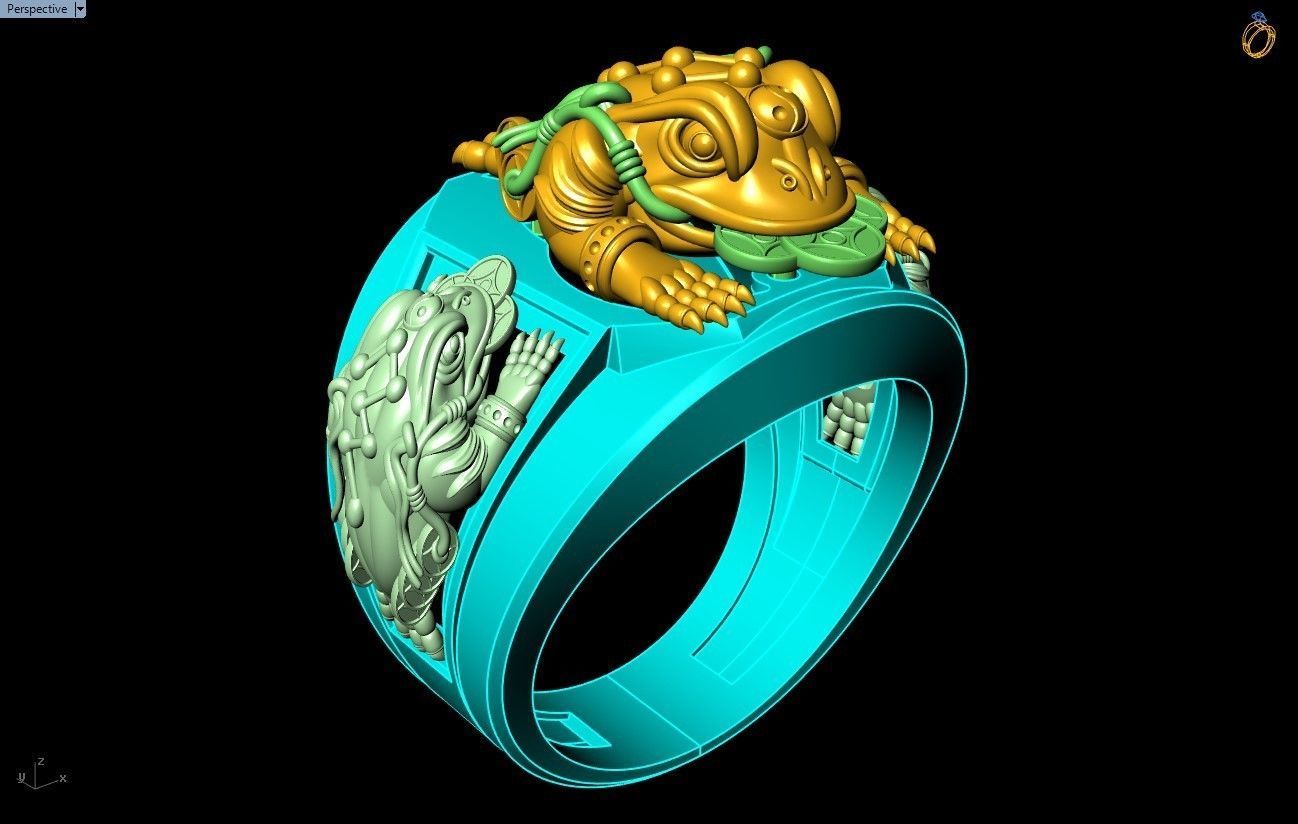 Toad ring - Jin Chan ring - N1413 3D print model_9
