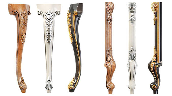 Collection of 30 classic furniture legs Part 2 3D model 6