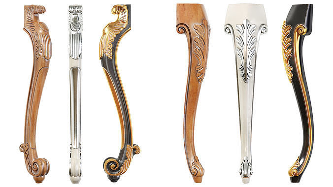 Collection of 30 classic furniture legs Part 2 3D model 7