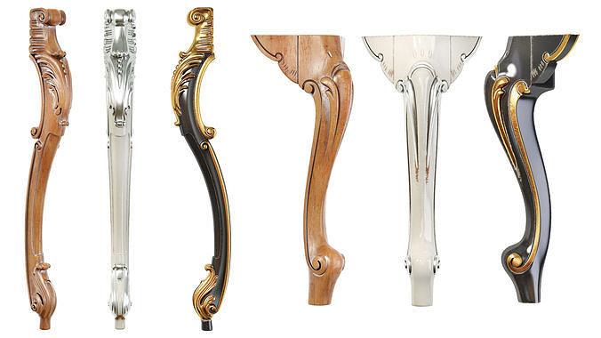 Collection of 30 classic furniture legs Part 2 3D model 5