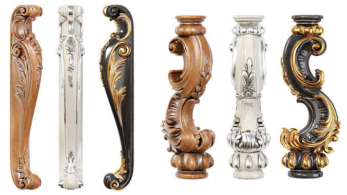 Collection of 30 classic furniture legs Part 2 3D model 4